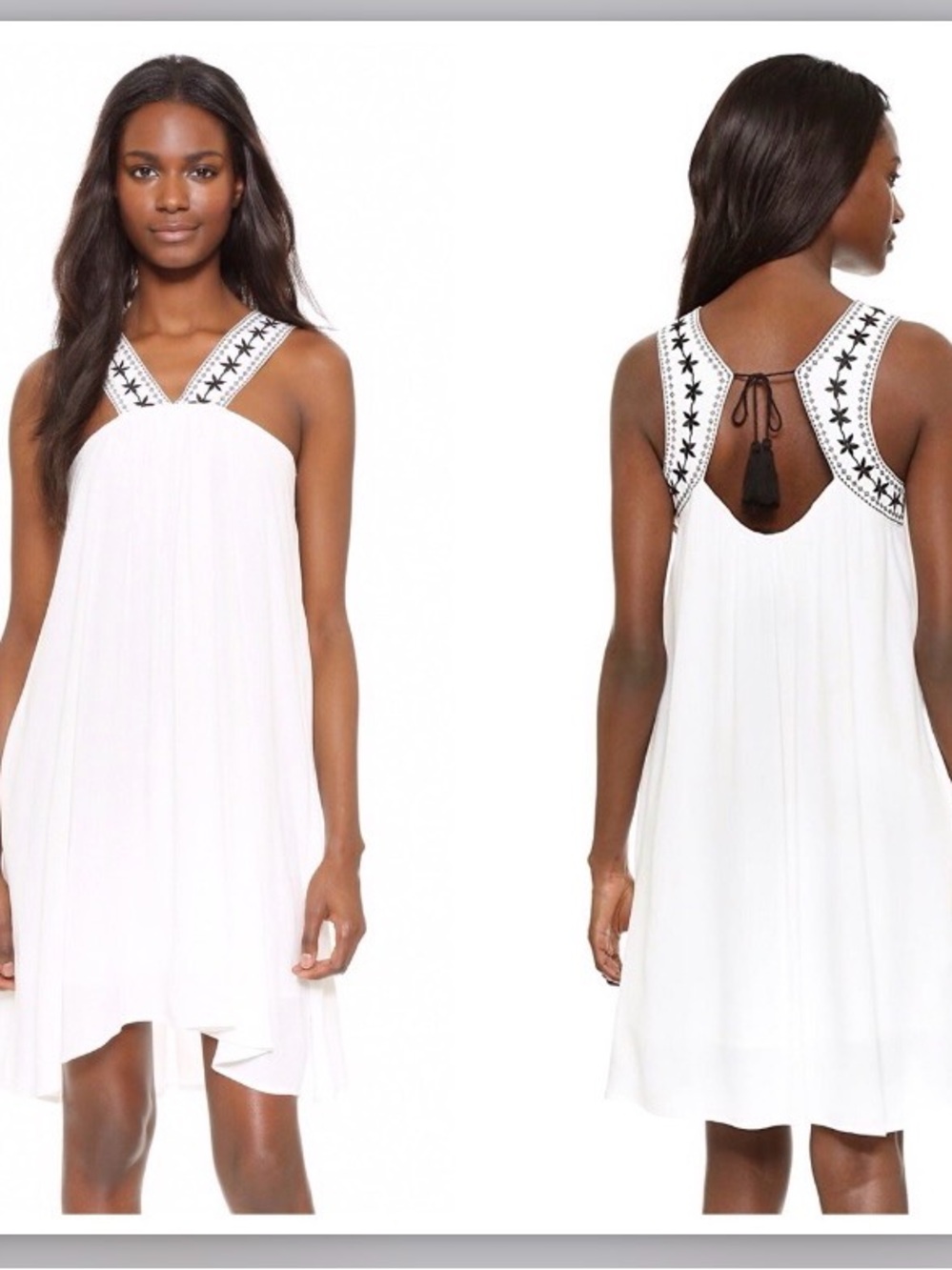 Cupcakes and Cashmere Zeus Embroidered White Swing Dress Boho Mini Medium